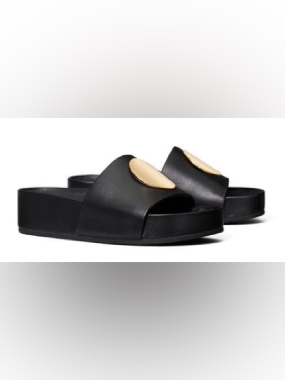 Tory Burch Patos Leather Platform Slide Sandals Sz 8M